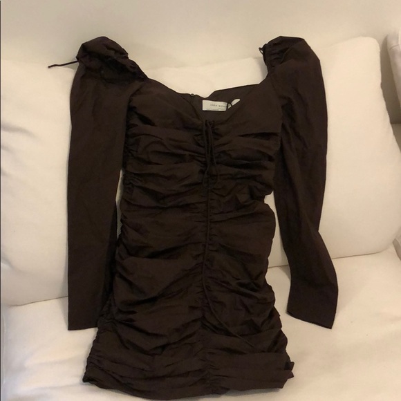 SOLD BNWT Zara Studio AW18 Brown Mini Dress sz S - Picture 2 of 4